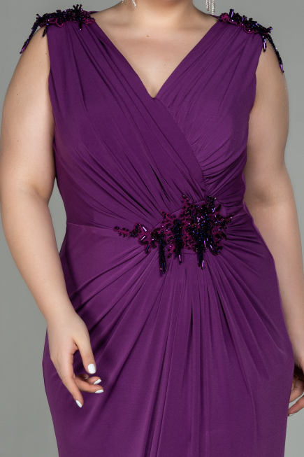 Long Plum Plus Size Evening Dress ABU2854
