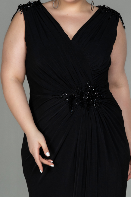 Long Black Plus Size Evening Dress ABU2854