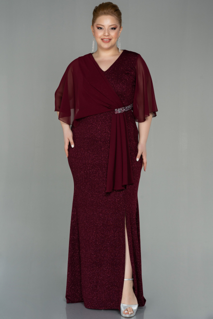 Long Burgundy Plus Size Evening Dress ABU2857