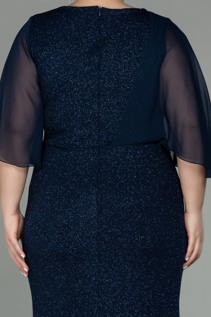 Long Navy Blue Plus Size Evening Dress ABU2857