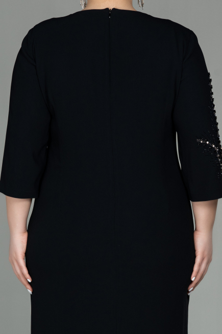 Midi Black Plus Size Evening Dress ABK1621
