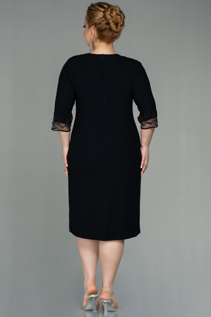 Midi Black Plus Size Evening Dress ABK1622
