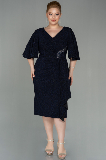 Midi Navy Blue Oversized Evening Dress ABK1625