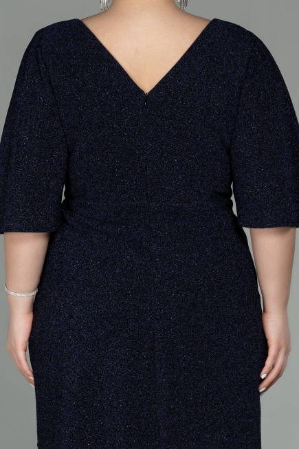 Midi Navy Blue Oversized Evening Dress ABK1625