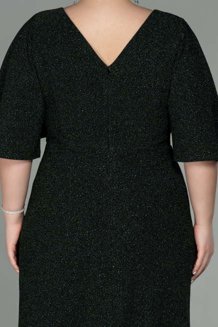 Midi Emerald Green Oversized Evening Dress ABK1625