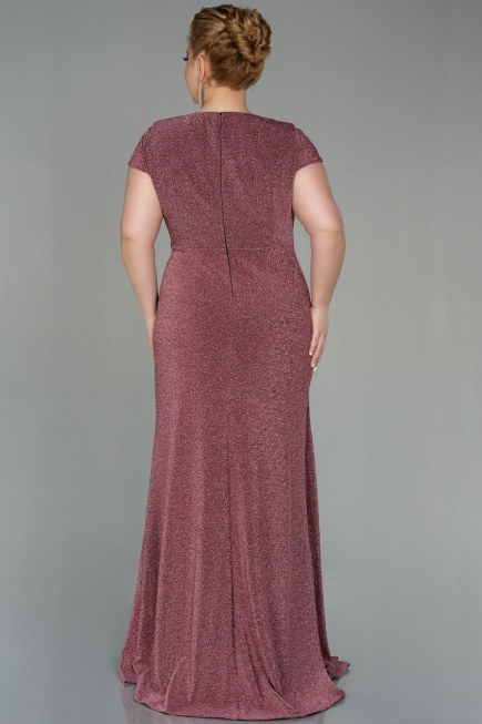 Long Rose Colored Plus Size Evening Dress ABU2870
