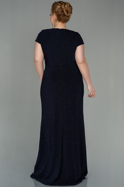 Long Navy Blue Plus Size Evening Dress ABU2870