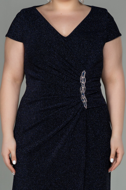 Long Navy Blue Plus Size Evening Dress ABU2870