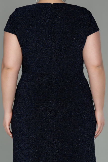 Long Navy Blue Plus Size Evening Dress ABU2870