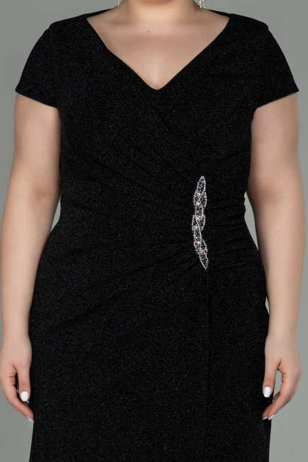 Long Black Plus Size Evening Dress ABU2870