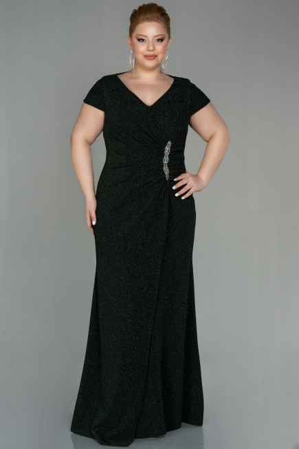 Long Emerald Green Plus Size Evening Dress ABU2870