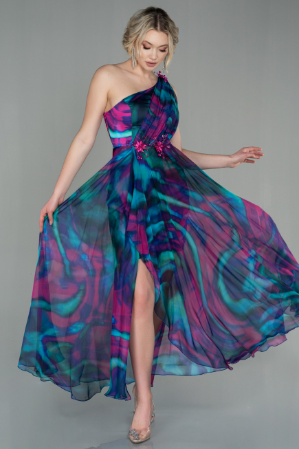 Long Fuchsia Chiffon Evening Dress ABU2882