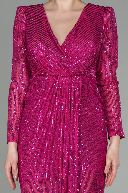 Long Fuchsia Scaly Evening Dress ABU2859