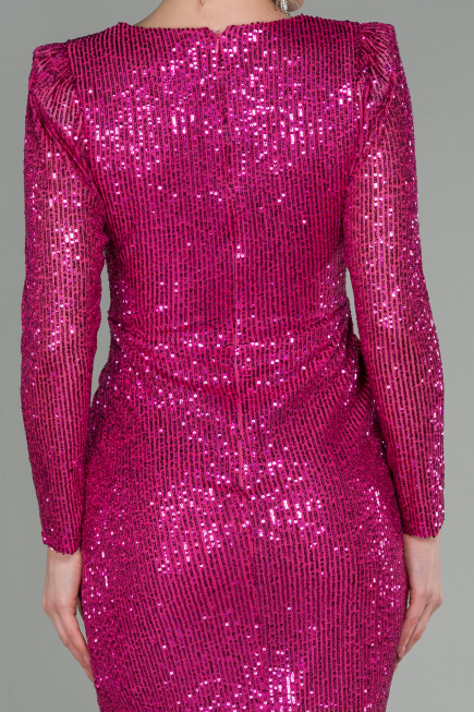 Long Fuchsia Scaly Evening Dress ABU2859