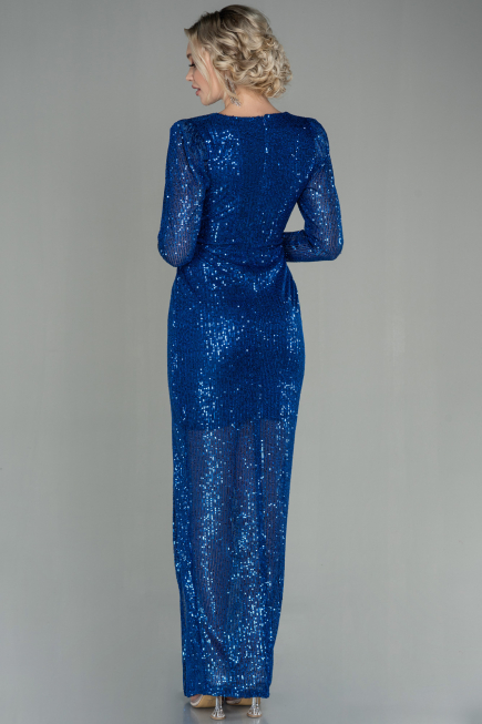 Long Sax Blue Scaly Evening Dress ABU2859