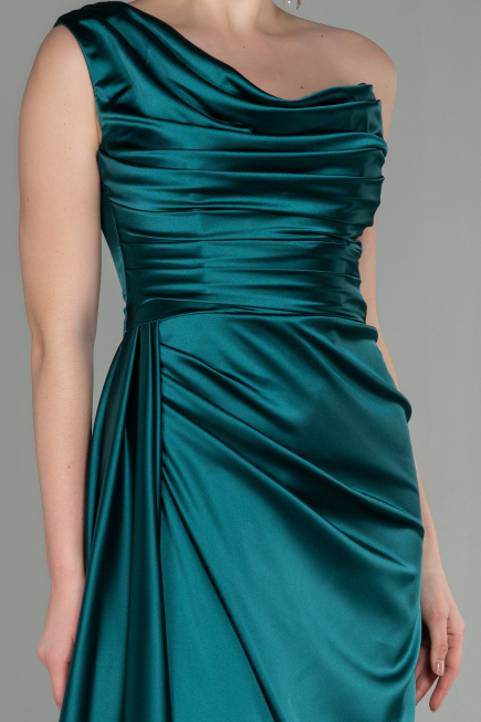 Long Emerald Green Satin Prom Gown ABU2173