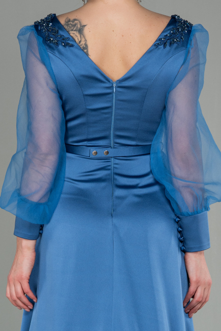 Indigo Long Satin Evening Dress ABU2830