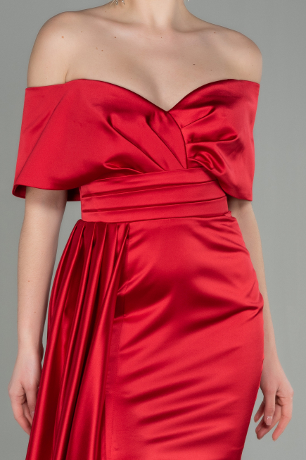 Long Red Satin Evening Dress ABU2893