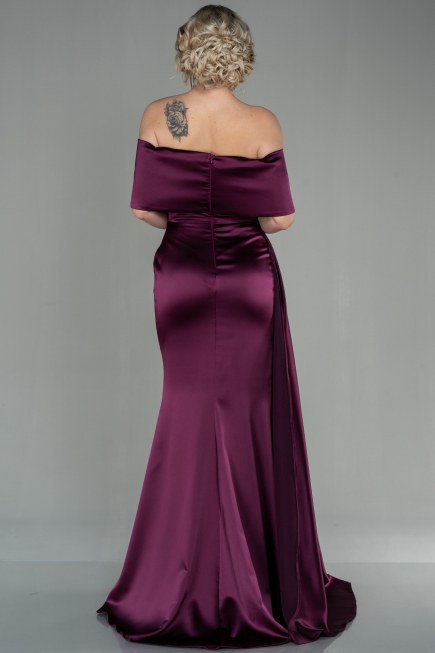 Long Cherry Colored Satin Evening Dress ABU2893