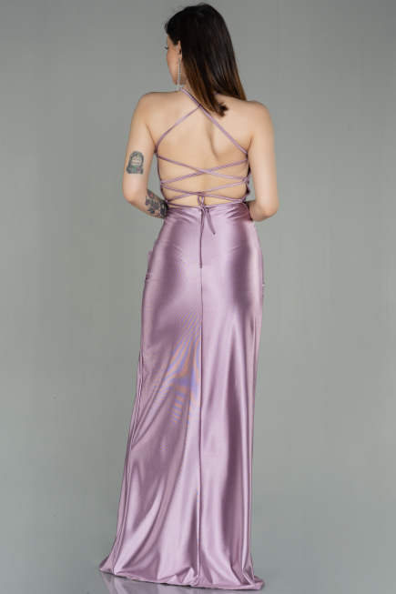Lavender Long Satin Prom Gown ABU2800