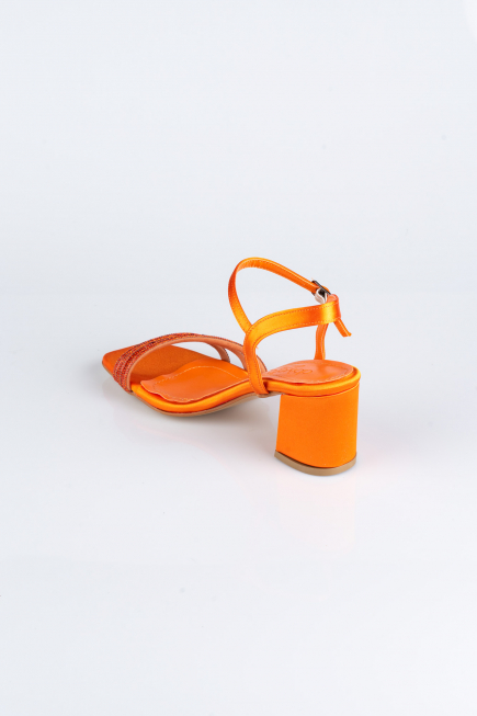 Orange Satin Evening Shoe ABS1104