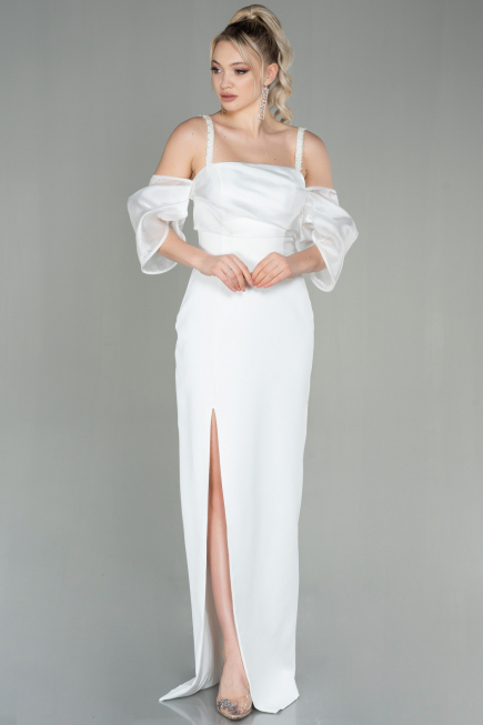 Long White Invitation Dress ABU2911