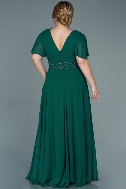 Long Green Chiffon Plus Size Evening Dress ABU2755