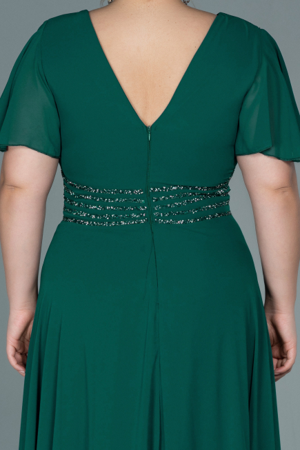 Long Green Chiffon Plus Size Evening Dress ABU2755