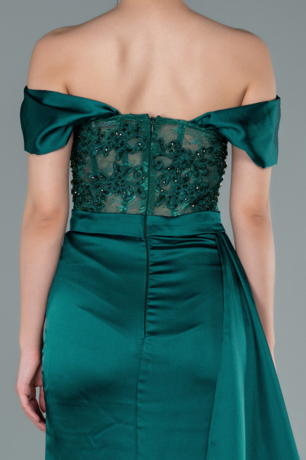 Long Emerald Green Satin Evening Dress ABU2374