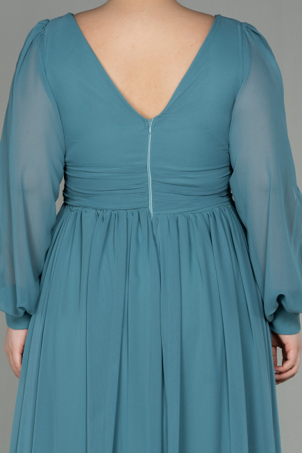Long Turquoise Chiffon Oversized Evening Dress ABU1988