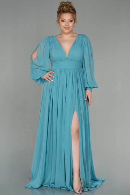 Mint Long Chiffon Oversized Evening Dress ABU1988
