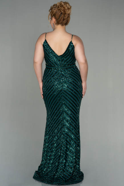 Long Emerald Green Plus Size Evening Dress ABU1661