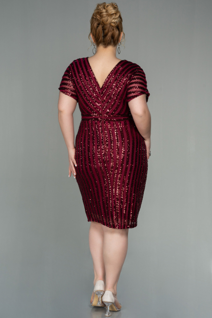 Short Burgundy Plus Size Evening Dress ABK686