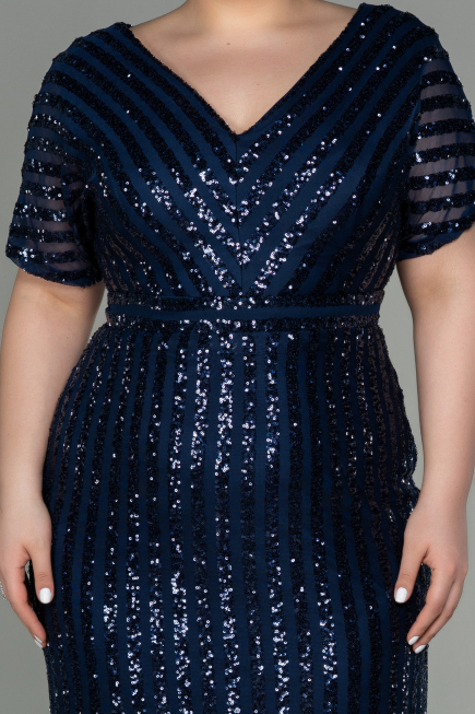 Short Navy Blue Plus Size Evening Dress ABK686