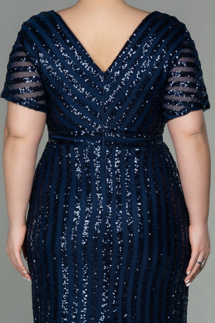 Short Navy Blue Plus Size Evening Dress ABK686