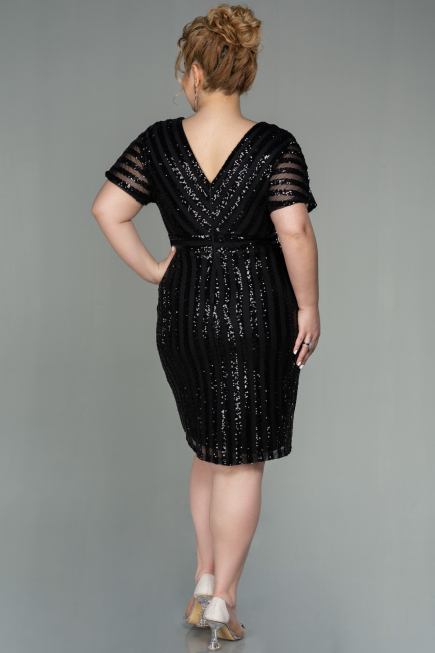 Short Black Plus Size Evening Dress ABK686