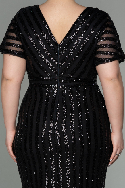 Short Black Plus Size Evening Dress ABK686
