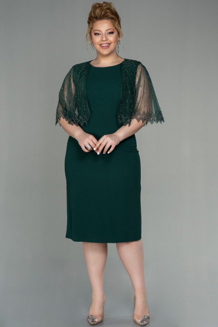 Midi Emerald Green Plus Size Evening Dress ABK1662