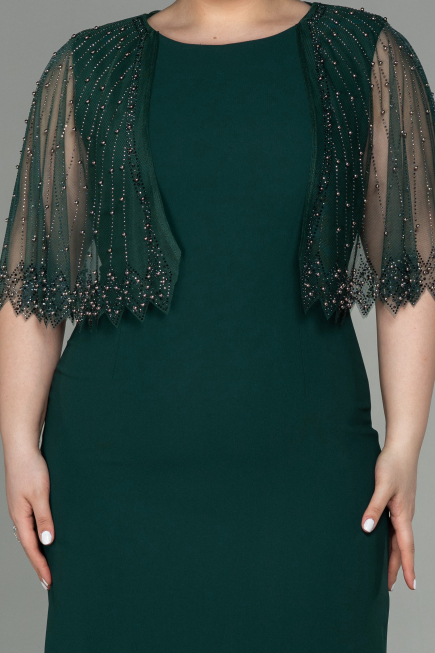 Midi Emerald Green Plus Size Evening Dress ABK1662