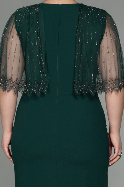 Midi Emerald Green Plus Size Evening Dress ABK1662