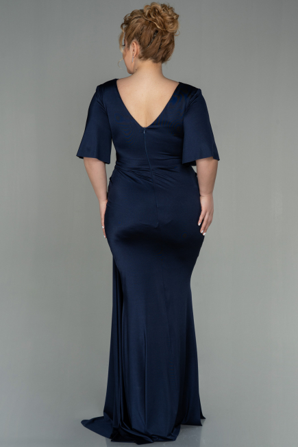 Long Navy Blue Plus Size Evening Dress ABU2441