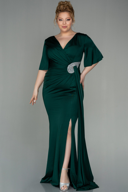 Long Emerald Green Plus Size Evening Dress ABU2441