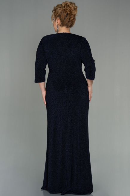 Long Navy Blue Plus Size Evening Dress ABU2922