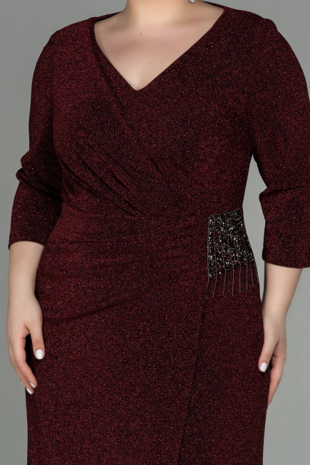 Long Burgundy Plus Size Evening Dress ABU2922
