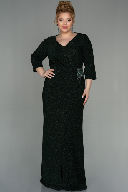 Long Emerald Green Plus Size Evening Dress ABU2922