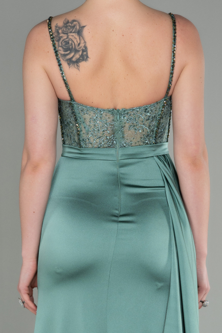 Turquoise Long Satin Evening Dress ABU2130
