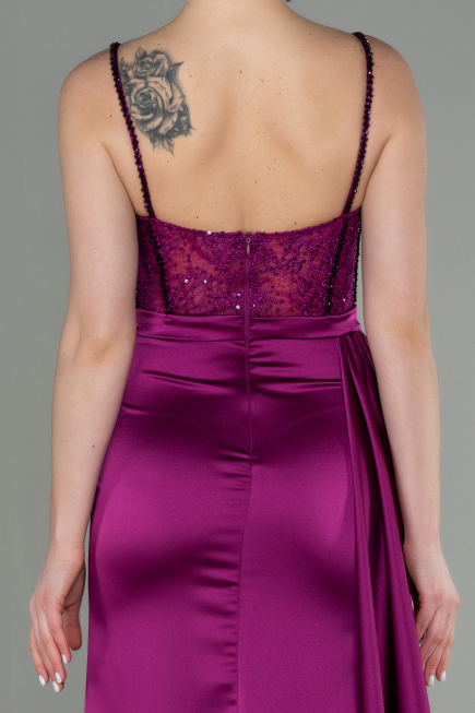 Fuchsia Long Satin Evening Dress ABU2130