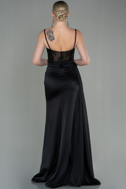 Long Black Satin Evening Dress ABU2130