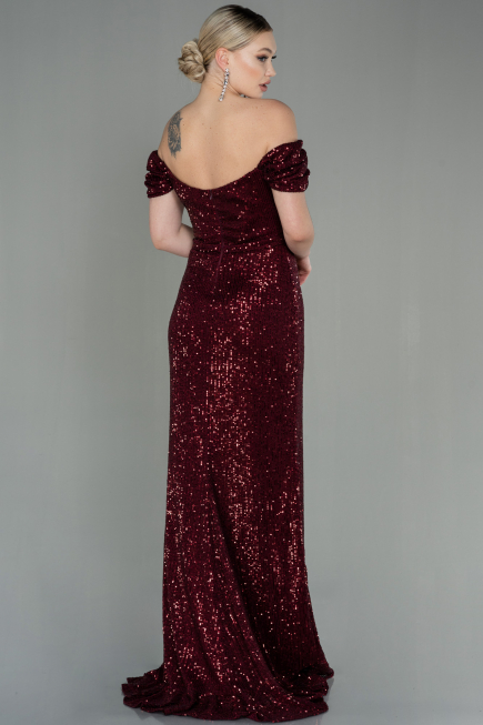 Long Burgundy Scaly Evening Dress ABU2954