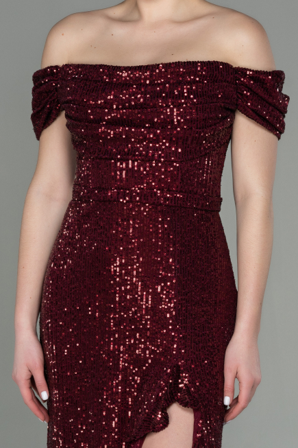 Long Burgundy Scaly Evening Dress ABU2954